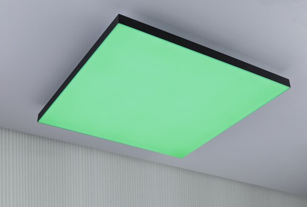 Paulmann 79909 Velora, černý subtilní stropní LED panel Rainbow dynamic RGBW, 31W LED 3000-6500K, 59x59cm, dálkové ovládání