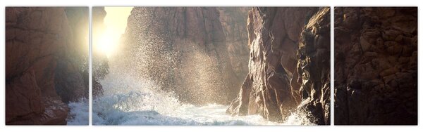 Obraz - Skály a vlny oceánu (170x50 cm)