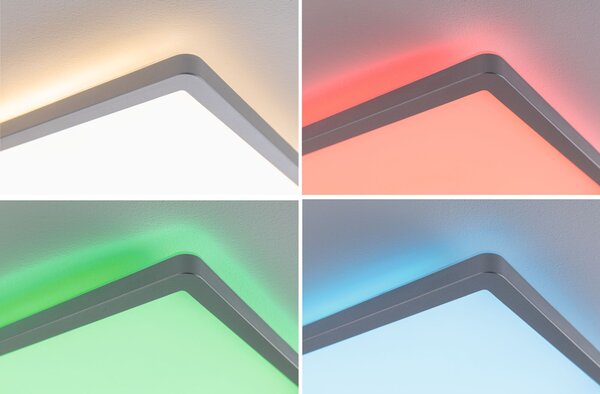 Paulmann 71020 Atria Shine, matně chromové stropní svítidlo s korónou RGBW, 20W LED 4000K, 58x20cm, dálkové ovládání