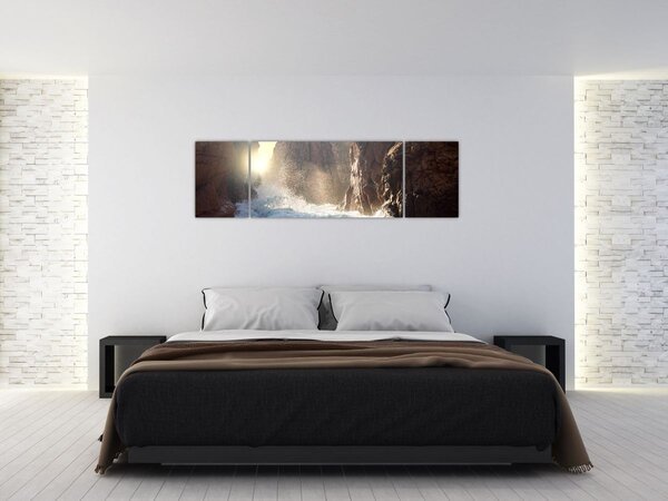 Obraz - Skály a vlny oceánu (170x50 cm)