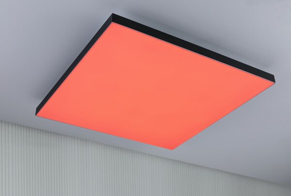 Paulmann 79909 Velora, černý subtilní stropní LED panel Rainbow dynamic RGBW, 31W LED 3000-6500K, 59x59cm, dálkové ovládání