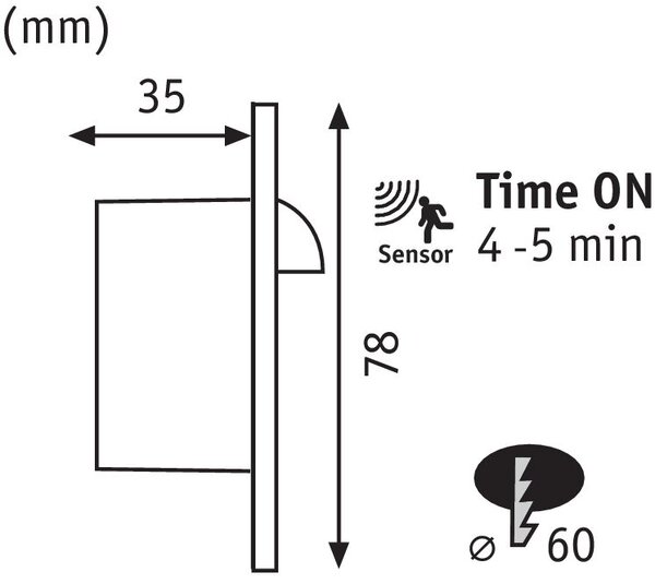 Paulmann 92925 Wand, zápustné kulaté svítidlo do KU68 se senzorem, 1×2,7 W LED, bílý plast, 230V, 7,8x7,8cm