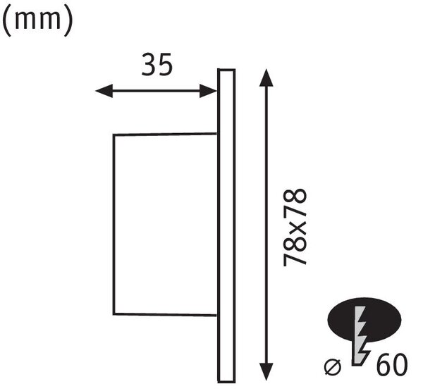 Paulmann 92922 Wand, zápustné svítidlo do KU68, 1×1,7 W LED, bílý plast, 230V, 7,8x7,8cm