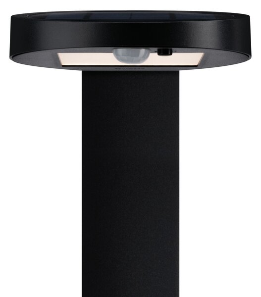 Paulmann 94249 Ryse, antracitové sloupkové solární svítidlo se senzorem, 1,2W LED 3000K, výška 79,6cm, IP44