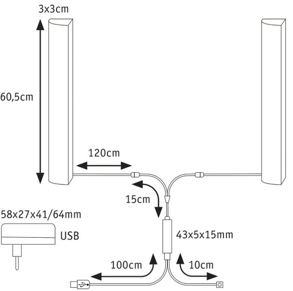 Paulmann 78879 EntertainLED Dynamic, sada 2ks světelných RGB lišt do USB, délka 60cm, 2x1W , dálkové ovládání