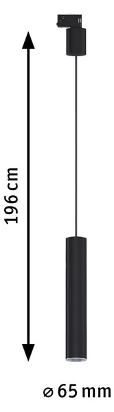 Paulmann 95399 ProRail3 Artemons, černé závěsné svítidlo, 1x10W GU10, výška 38cm