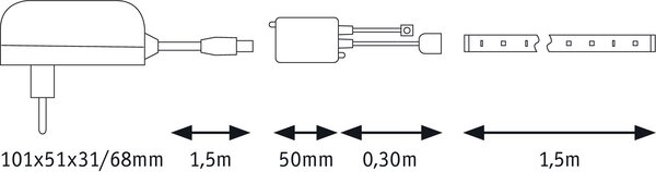 Paulmann 70960 SimpLED, LED pásek 10W RGB včetně trafa a dálkového ovládání, 1,5m