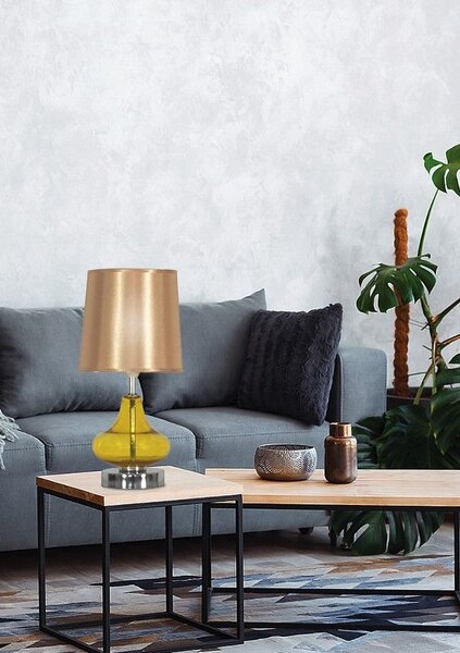Moderní stolní lampa ALLADINA - 1xE14, 40W, chromovaná / jantarová