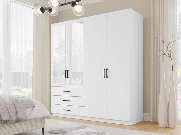 Prostorná šatní skříň 196 cm SAFARA - bílá