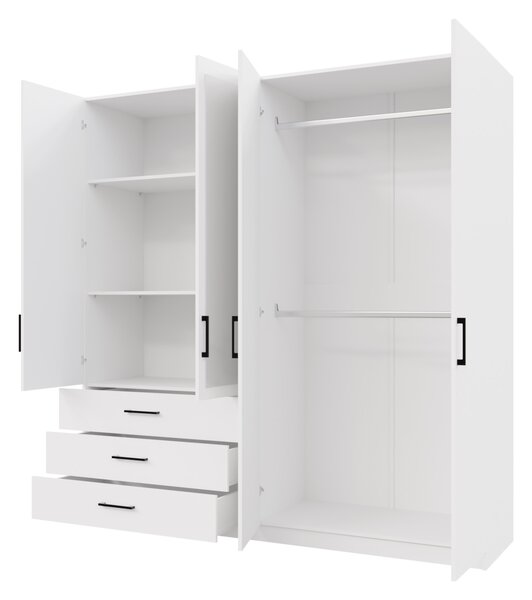 Prostorná šatní skříň 196 cm SAFARA - bílá