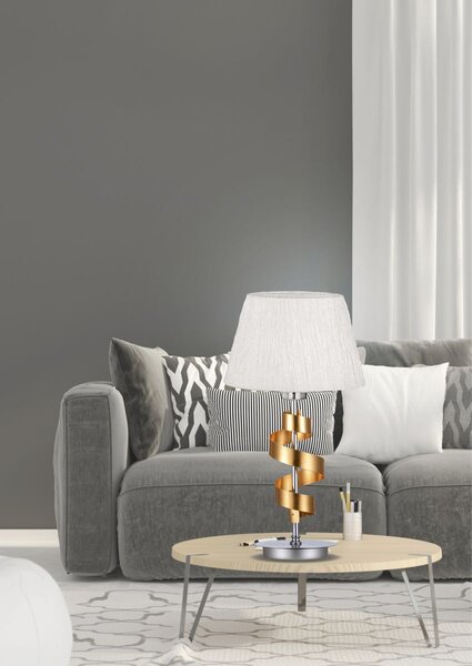 Stolní lampa DENIS - 1xE27, 60W, chromovaná / zlatá