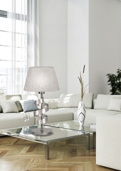 Stolní lampa DENIS - 1xE27, 60W, chromovaná / bílá