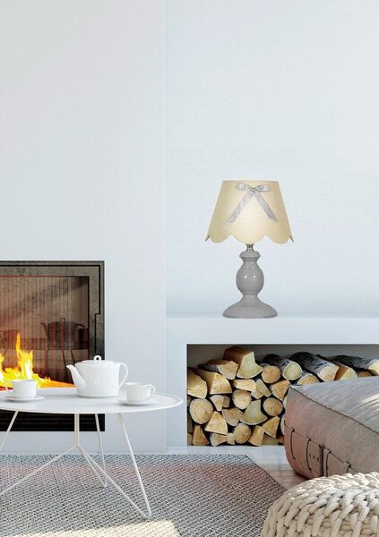 Stolní lampa WHILMA - 1xE14, 40W, šedá / béžová