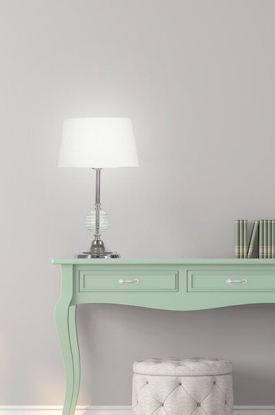 Moderní stolní lampa FERO - 1xE27, 60W, chromovaná / bílá / zelená