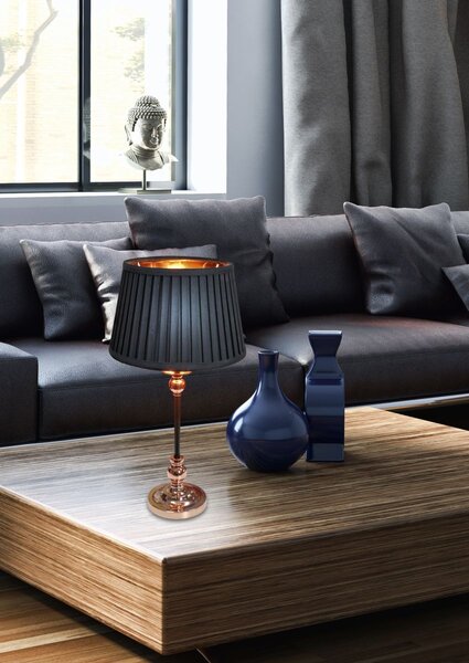 Moderní stolní lampa AMORE - 1xE27, 60W, černá / měděná