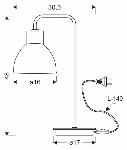 Stolní lampa ve skandinávském stylu VARIO - 1xE27, 60W, černá