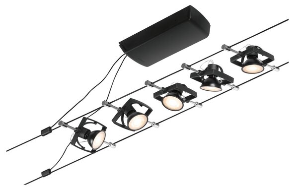 Paulmann 94434 CorDuo Set Mac II, černý lankový systém, 5x max 10W LED 12V, 500cm