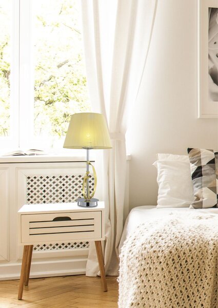 Moderní stolní lampa DIVA - 1xE27, 60W, chromovaná / zlatá
