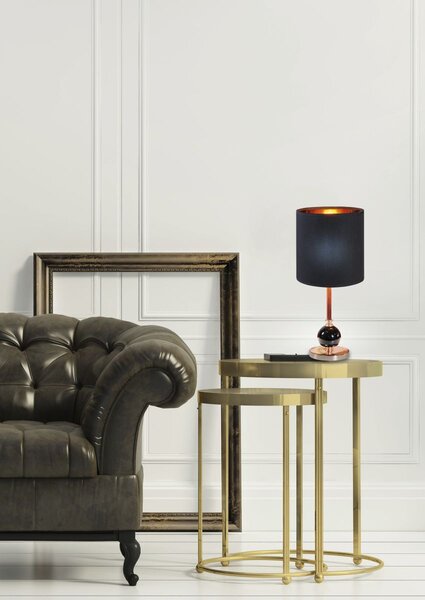 Moderní stolní lampa MELBA - 1xE14, 40W, černá / měděná