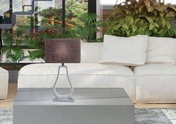 Moderní stolní lampa FEMO - 1xE27, 60W, šedá / hnědá