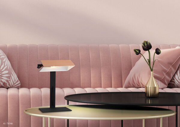 Stolní lampa v bankéřském stylu BANKIER - 1xE14, 40W, černá / měděná