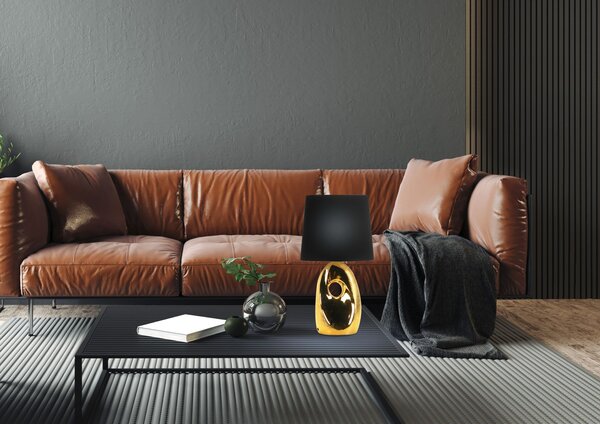 Designová stolní lampa HIERRO - 1xE27, 60W, černá / zlatá