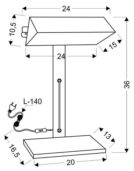 Stolní lampa v bankéřském stylu BANKIER - 1xE14, 40W, černá / měděná
