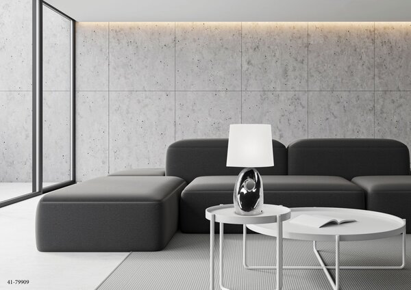 Designová stolní lampa HIERRO - 1xE27, 60W, stříbrná / bílá