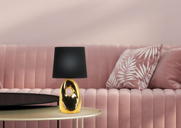 Designová stolní lampa HIERRO - 1xE27, 60W, černá / zlatá