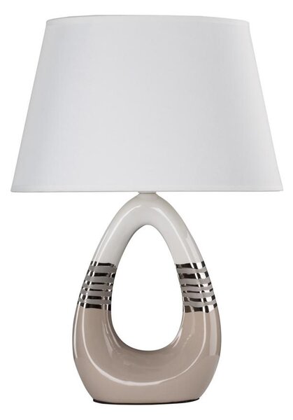 Moderní stolní keramická lampa ROMANO - 1xE27, 60W, béžová / bílá