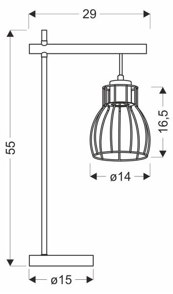 Stolní industriální lampa BERNITA - 1xE27, 60W, černá / hnědá