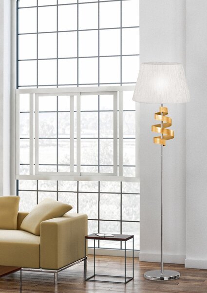 Stojací lampa DENIS - 1xE27, 60W, chromovaná / zlatá