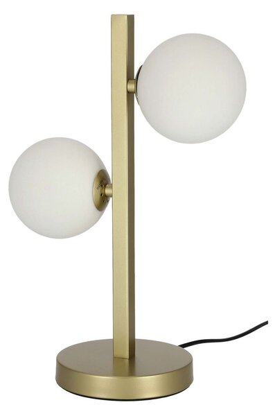 Stolní art deco lampa KAMA - 2xG9, 28W, mosazná / bílá