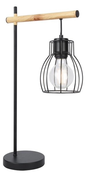 Stolní industriální lampa BERNITA - 1xE27, 60W, černá / hnědá
