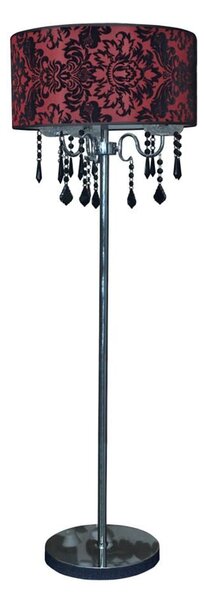 Moderní stojací lampa ASTOR - 3xE14, 40W, chromovaná / červenočerná