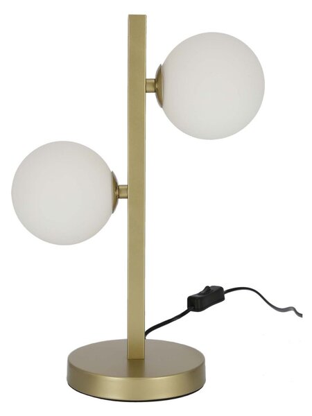 Stolní art deco lampa KAMA - 2xG9, 28W, mosazná / bílá