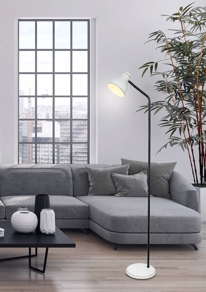 Moderní stojací čtecí lampa ZUMBA - 1xE27, 40W, bílá / černá