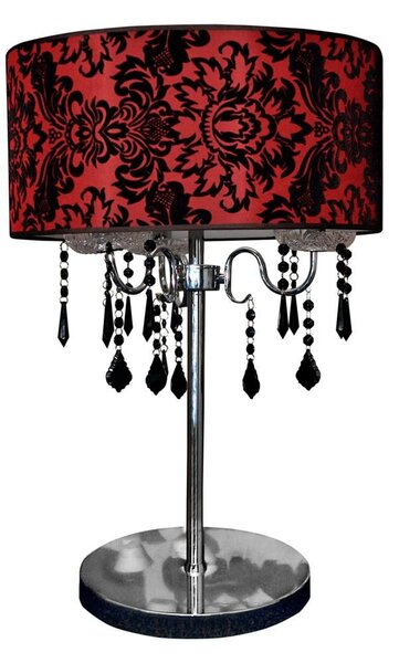 Moderní stolní lampa ASTOR - 3xE14, 40W, chromovaná / červenočerná