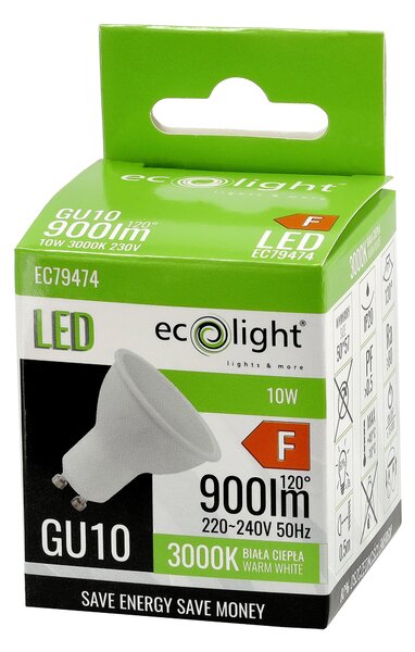 6x LED žárovka GU10 10W teplá bílá ECOLIGHT