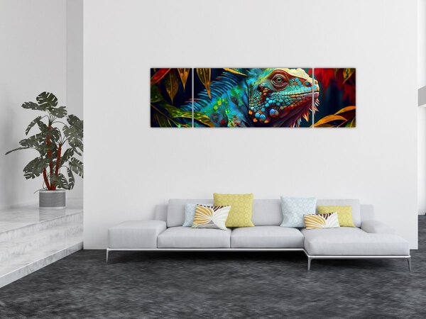 Obraz - Barevný leguán (170x50 cm)
