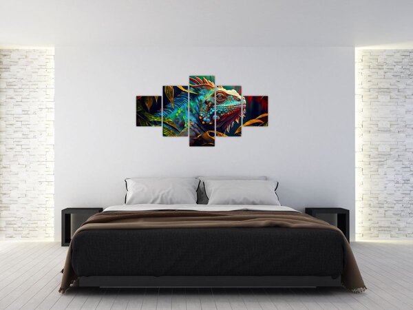 Obraz - Barevný leguán (125x70 cm)