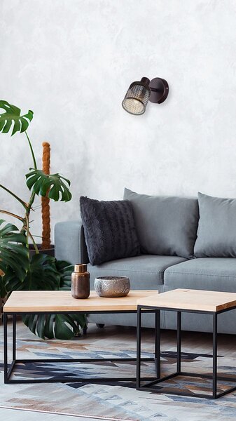 Nástěnné bodové osvětlení CANABERA - 1xE14, 40W, hnědé / zlaté