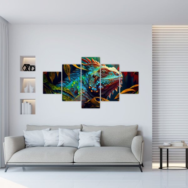 Obraz - Barevný leguán (125x70 cm)