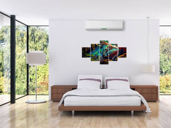 Obraz - Barevný leguán (125x70 cm)