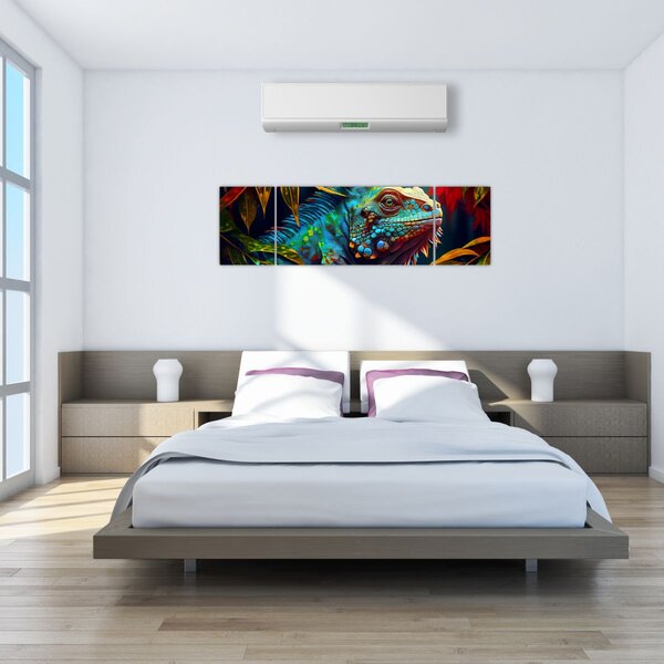 Obraz - Barevný leguán (170x50 cm)