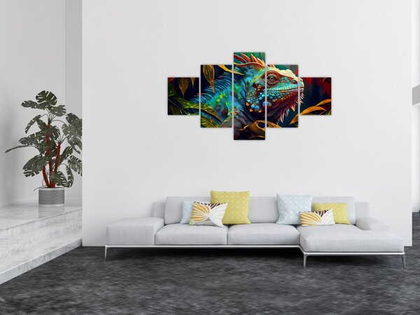 Obraz - Barevný leguán (125x70 cm)