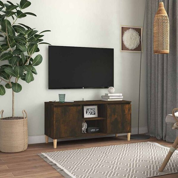 VidaXL TV skříňka s nohami z masivního dřeva 103,5x35x50 cm [862584] Barva: Černý dub