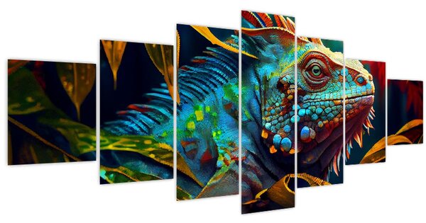 Obraz - Barevný leguán (210x100 cm)