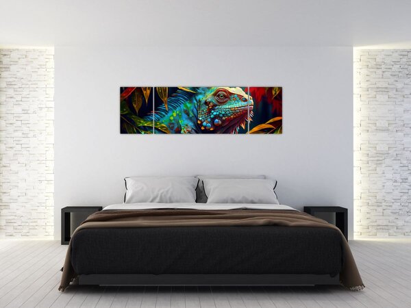 Obraz - Barevný leguán (170x50 cm)