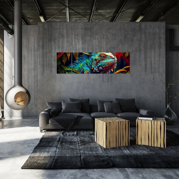 Obraz - Barevný leguán (170x50 cm)